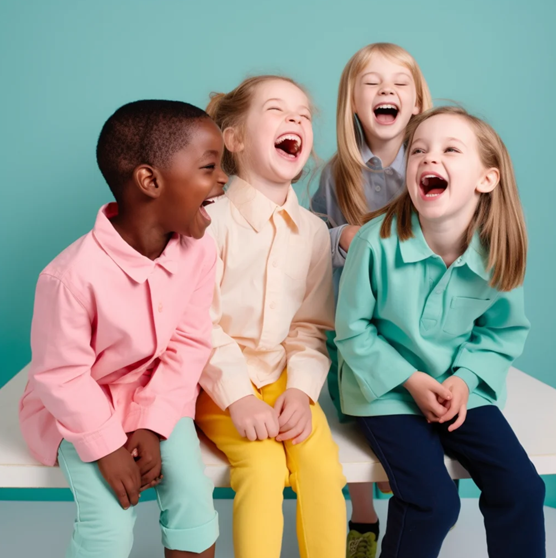 Children happily playing together in a Montessori education classroom